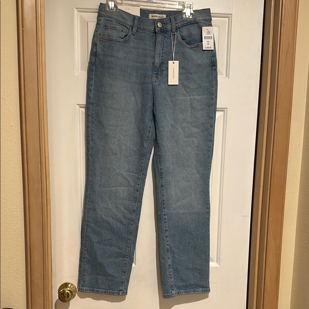 Blue Straight Leg Jeans with Classic Fit size 29